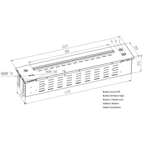 Dóiteáin Vapor Uisce Ventless AFW120 Ventless Water Vapor Fire AFW120