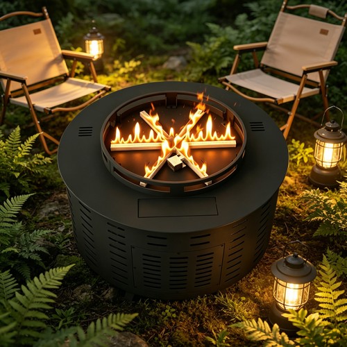Round 6 Level Flame Adjustable Ethanol Fireplace With Remote Controller And Touch Screen MFR650