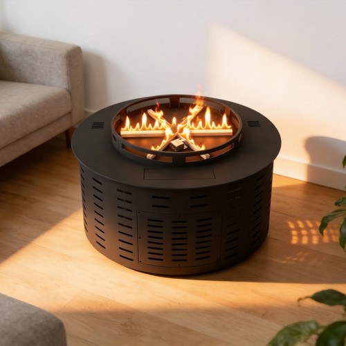 Round 6 Level Flame Adjustable Ethanol Fireplace With Remote Controller And Touch Screen MFR650